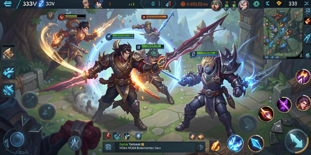 Gameplay seru dalam 333V menampilkan pertarungan antara pahlawan dengan grafis memukau.