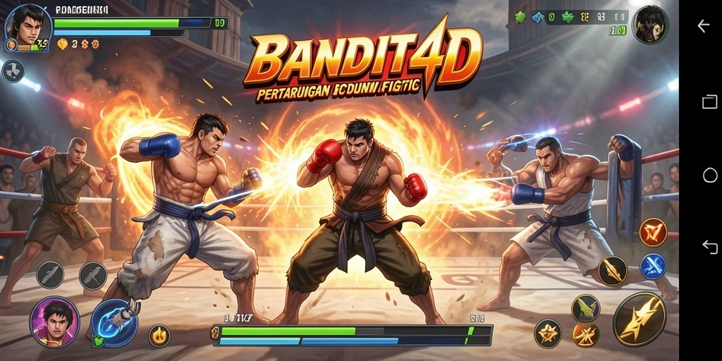 Gameplay BANDIT4D menampilkan pertarungan yang intens dan seru.
