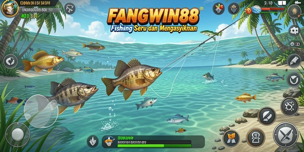 Screenshot gameplay FANGWIN88 menampilkan suasana memancing yang menyenangkan.