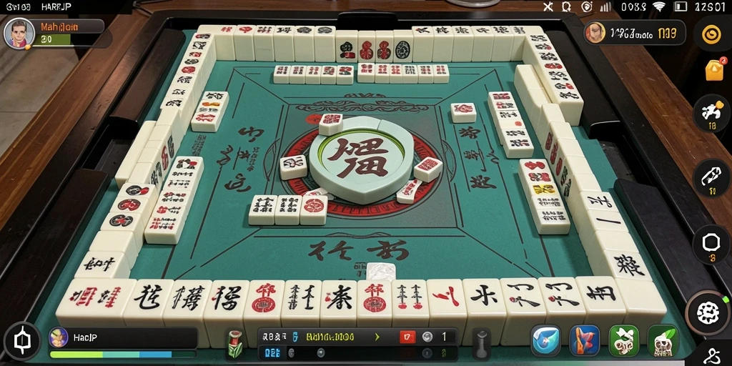 Screenshot gameplay HARAPJP menampilkan suasana permainan Mahjong yang menantang.
