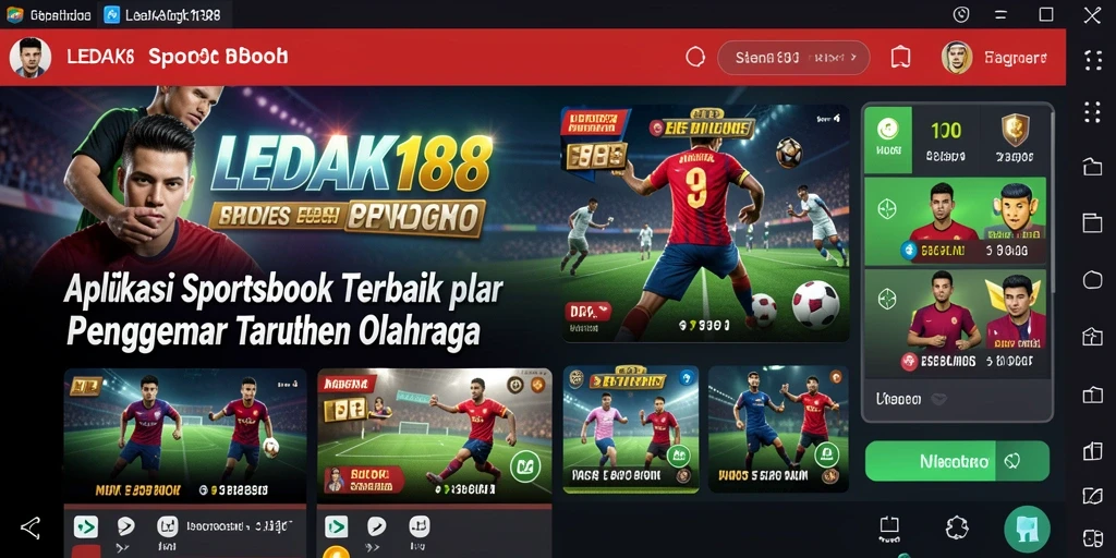 Tampilan menarik dari aplikasi LEDAK188 dengan fitur Sportsbook yang lengkap.
