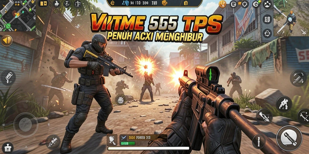 Screenshot VITA555 menampilkan aksi intens dalam gameplay TPS.